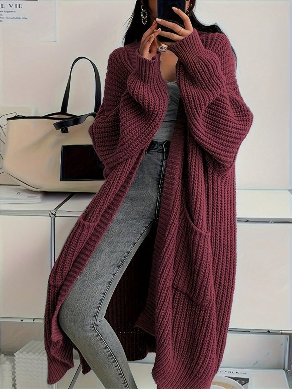 Redwood Casual Women's Knit Long Cardigan Sweater - Picture 4 of 4